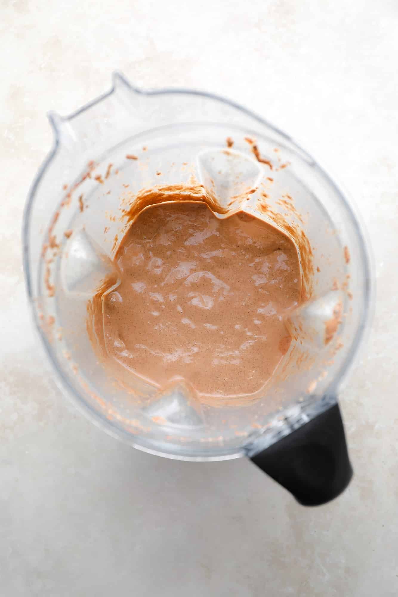 Ingredients for Chia chocolate gut in a blender.