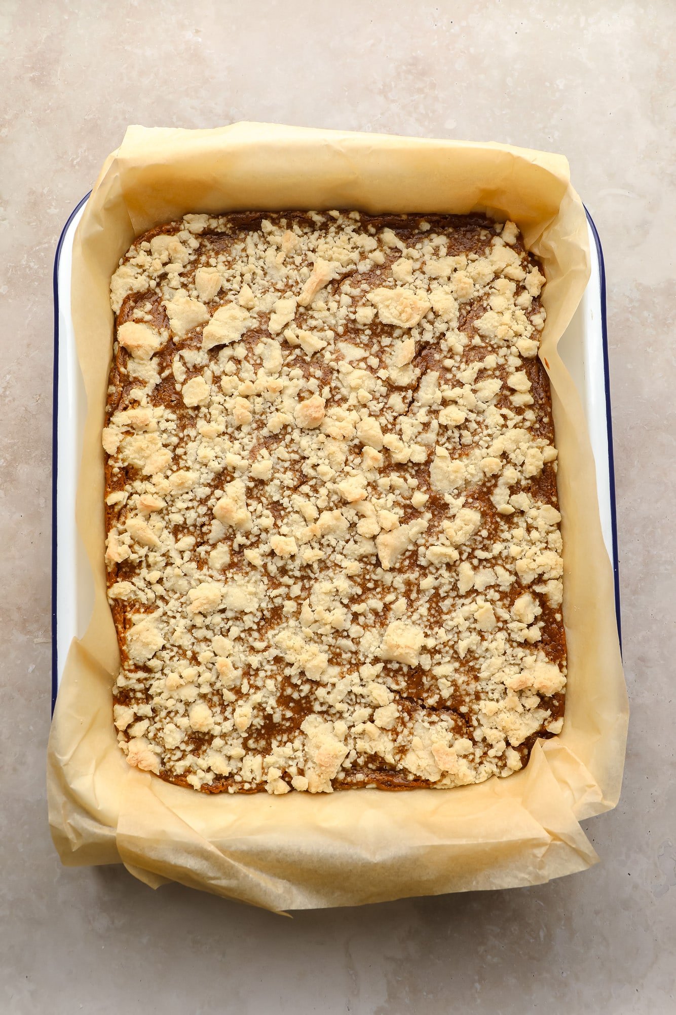 Vegan pumpkin non -pumpkin bars in a pan.