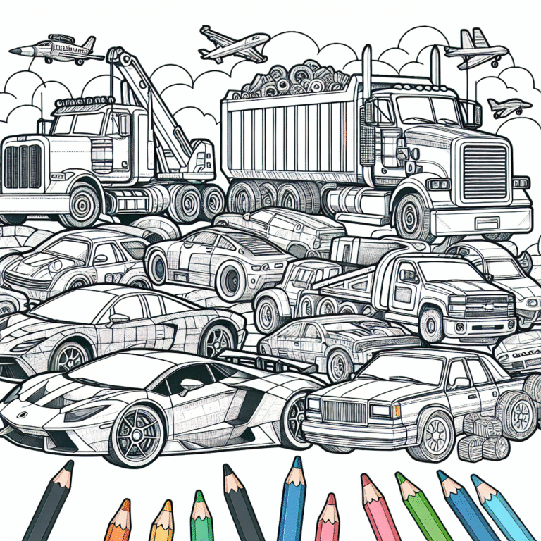 desenhos de carros e caminhões para colorir: acelerando na criatividade